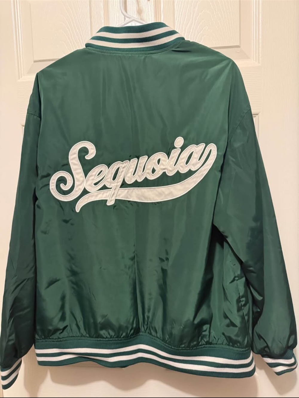 Levi's Green and White Sequoia Satin Varsity Jacket